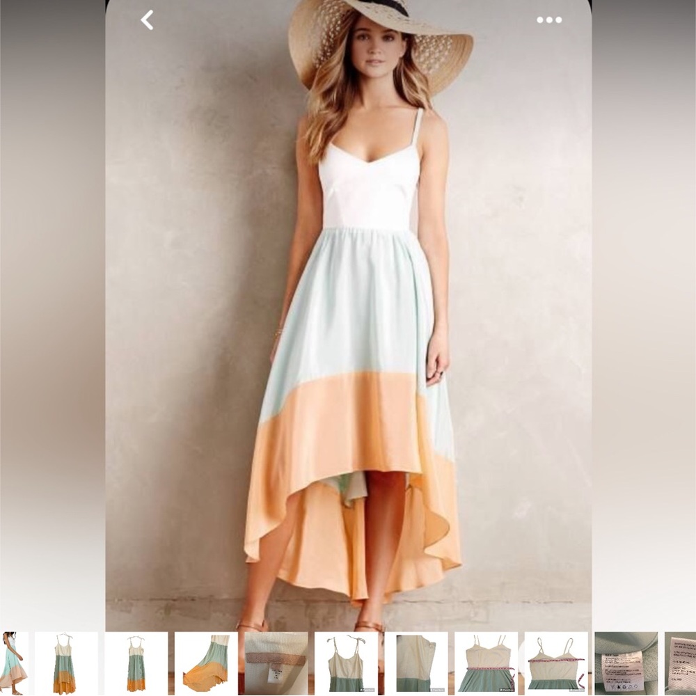ANTHROPOLOGIE Hutch Silk Color Block High Low Dress Size L. $35.00